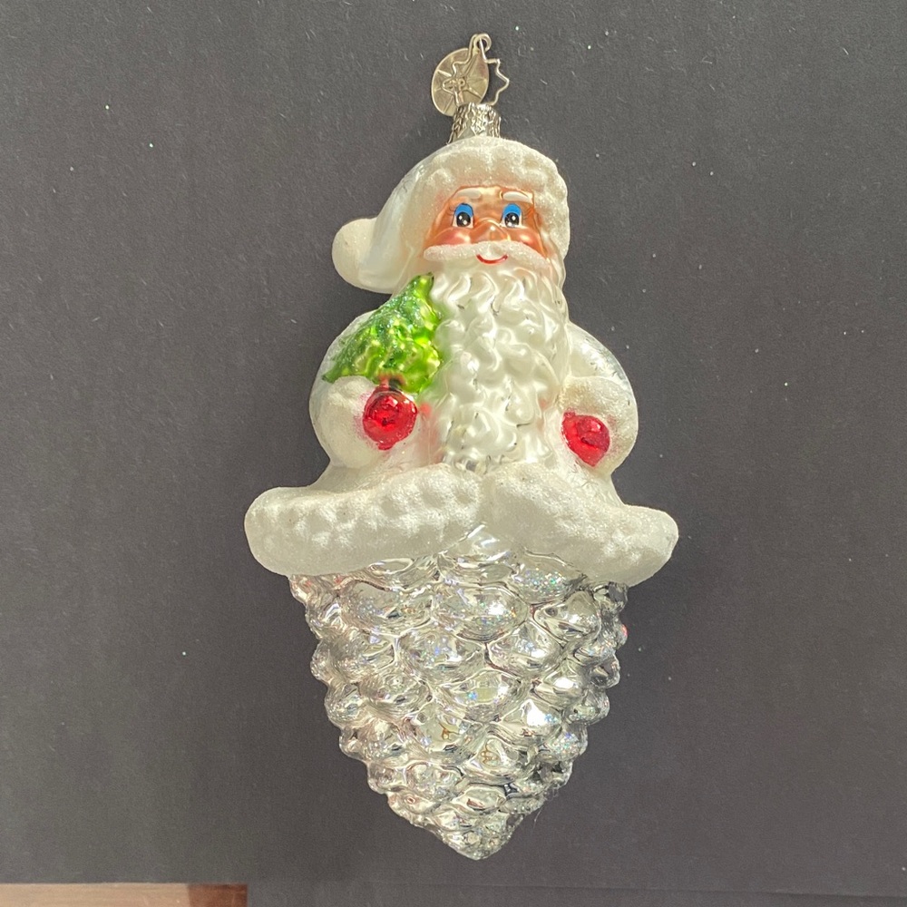 Christopher Radko Silver Cone Curls Ornament 5.5 in tall